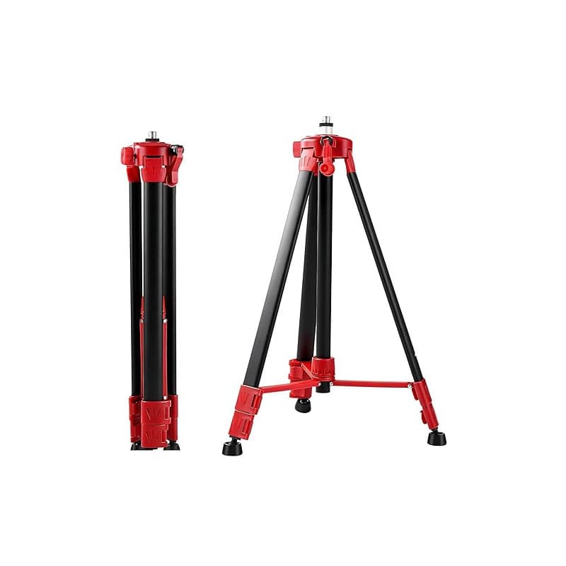 Uadme Trepied Chantier 150cm pour Niveau Laser, Pied de Laser Télescopique, avec Filetage 5/8" à 1/4", Trépied Réglable Portable