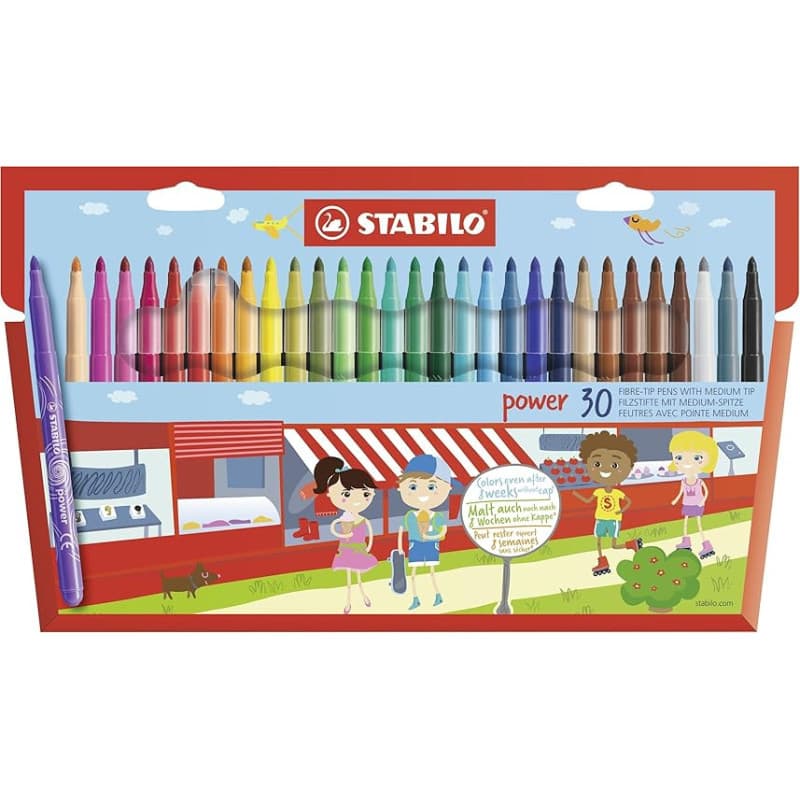 STABILO - Feutre de coloriage - power - Étui carton x 30 feutres pointe moyenne - coloris assortis