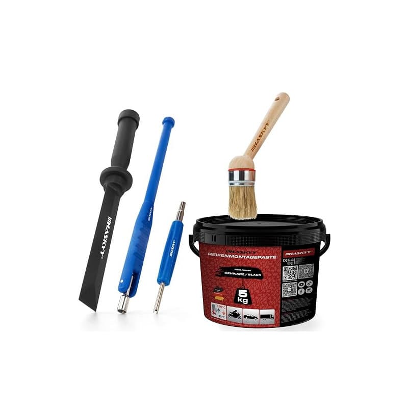 HASKYY 5kg Graisse de Montage pour Pneus Montagewax Noir + Tournevis de Vanne + Extracteur de Soupape Levier de Vanne