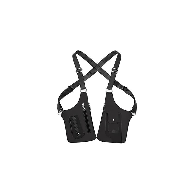 gresonic Sac Bandoulière Double Homme en Cuir Unisexe pour sous Les aisselles, Sac à bandoulière réglable avec Attraction magnét