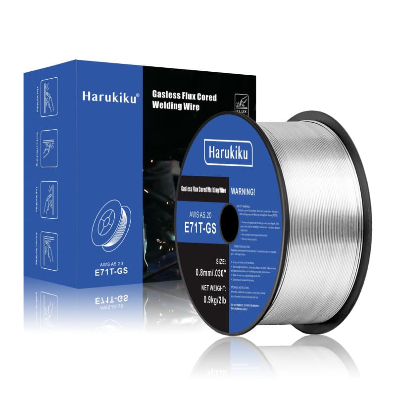HARUKIKU Fil Fourré Sans Gaz 0,8 mm Poids net 0.9KG- Bobine E71T-GS pour Poste à Souder MIG, Soudage Semi-Auto Polyvalent (Acier