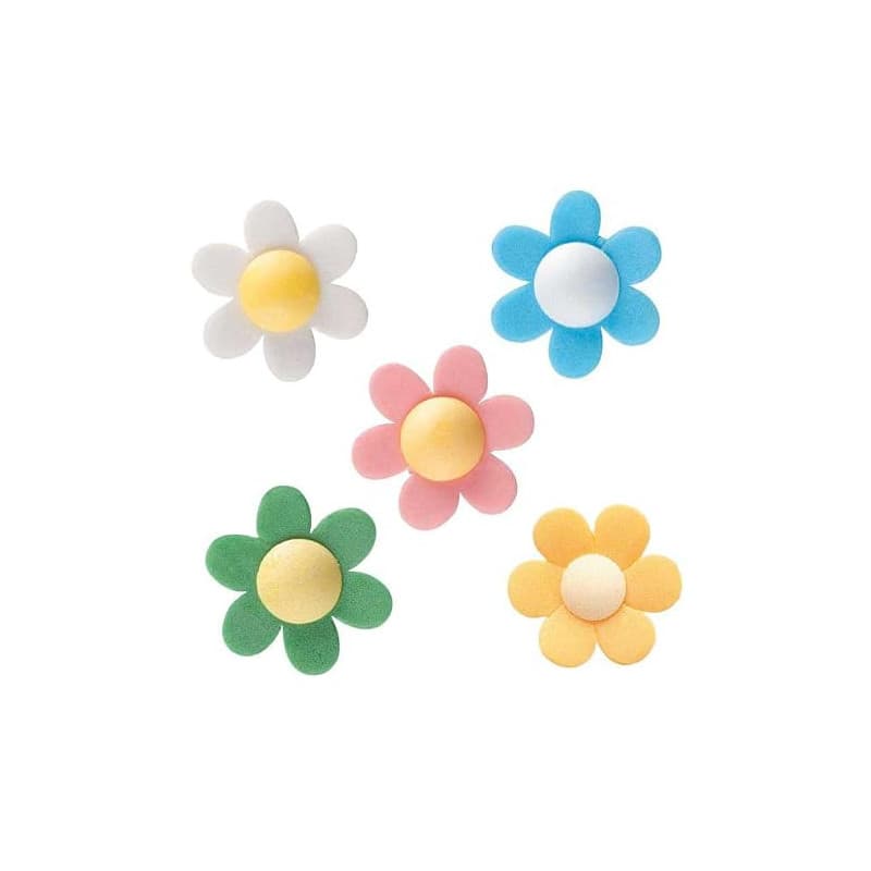 dekora – 120 fleurs comestibles en azyme 4 cm – 5 couleurs assorties – Décoration gâteau anniversaire, cupcakes et desserts – Sa