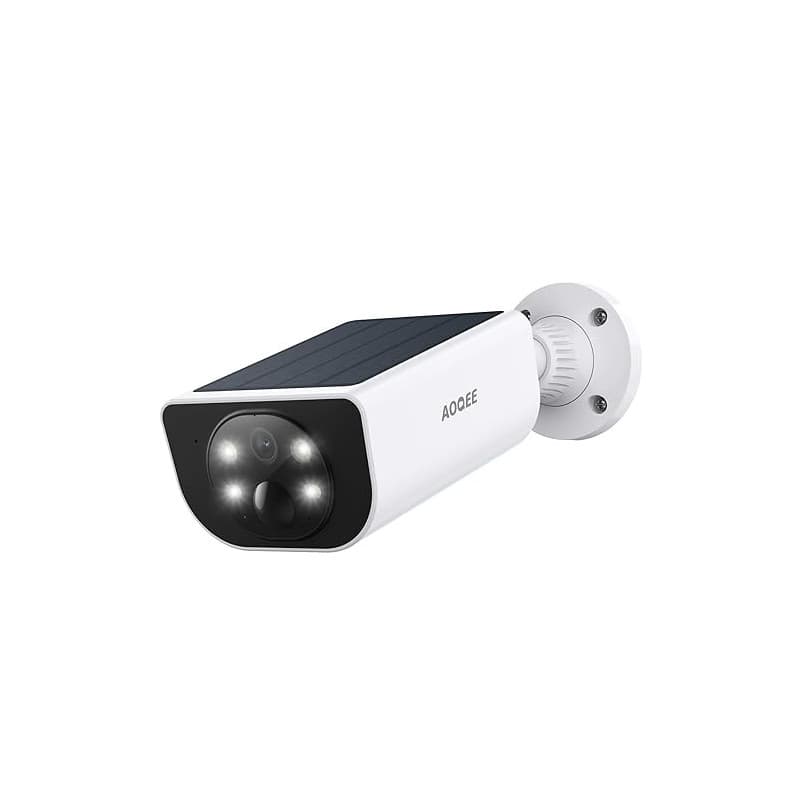 AOQEE Camera Surveillance WiFi Exterieure sans Fil - 2K Camera Exterieur Batterie Panneau Solaire intégré, Étanche IP65, PIR dét