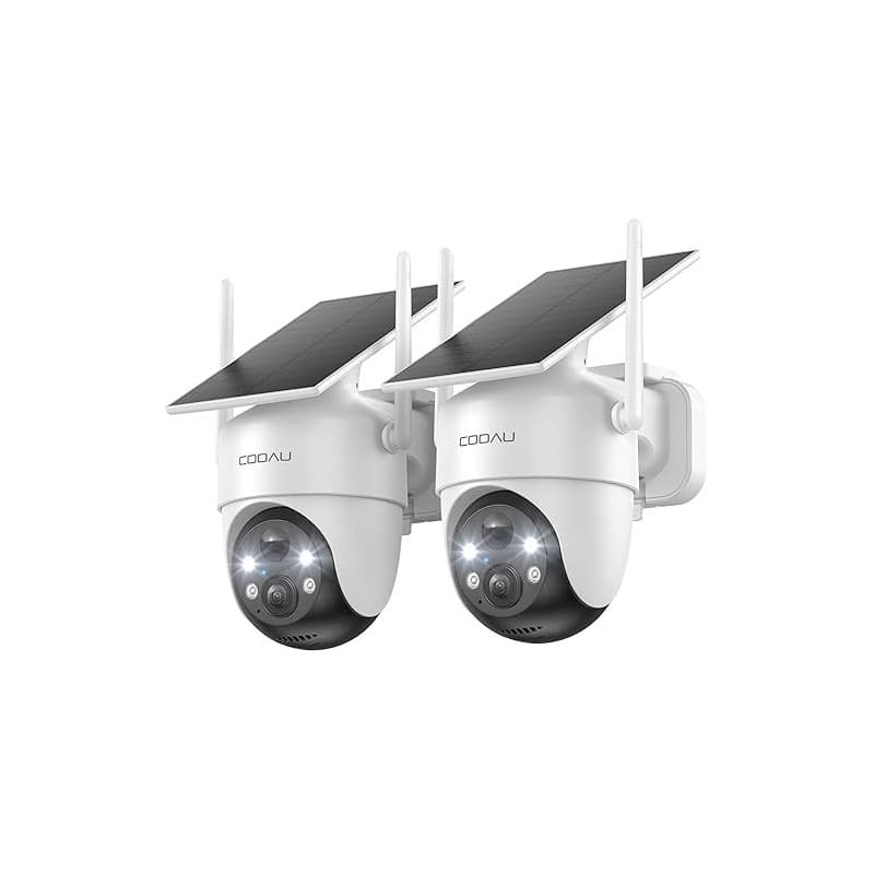 COOAU 2K Camera Surveillance WiFi Exterieure sans Fil | Caméra Solaire 3MP 360° PTZ, Wi-FI 6, Recharge Basse Luminosité, Détecti