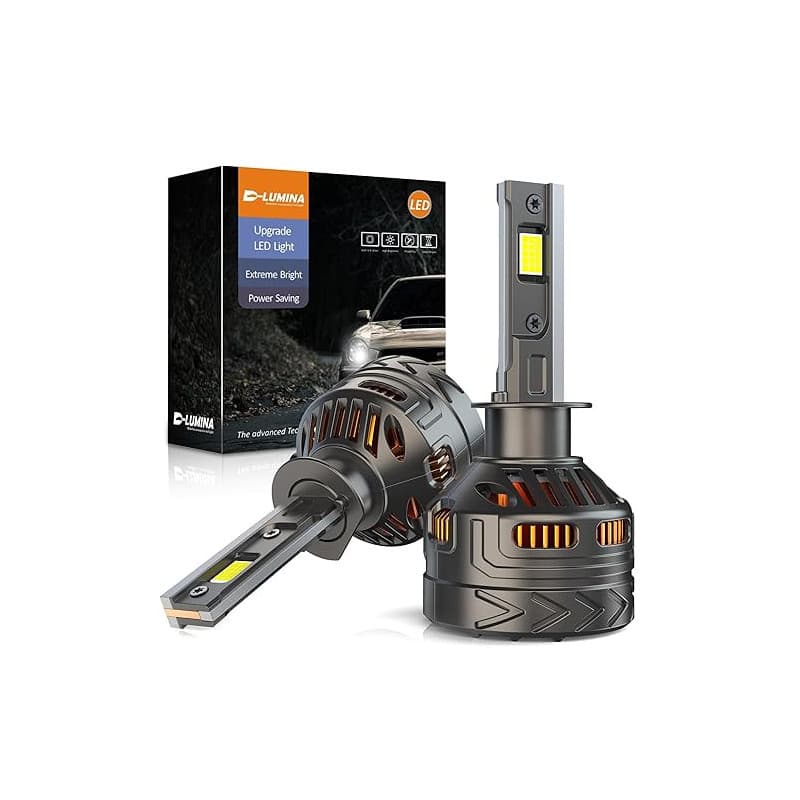 D-Lumina Ampoule H1 LED, 180W 40000LM 6500K Blanc Froid 800% Luminosité Super Lumineux Xenon H1 LED Anti Erreur Voiture Kit de C