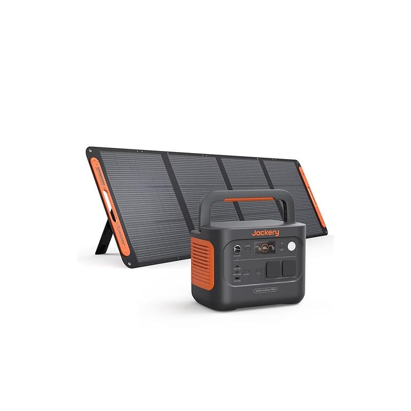 Jackery Explorer 1000 v2 Générateur Électrique Portable avec 200W Panneau Solaire, 1070Wh Batterie LFP, 1500W CA/100W USB-C Sort