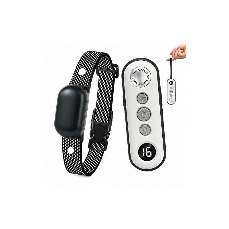 Collier Anti-Aboiement Chien, Collier Dressage Electrique pour Chien Portée de 1200m, 1-16 Niveaux Entraînement, Étanche Recharg