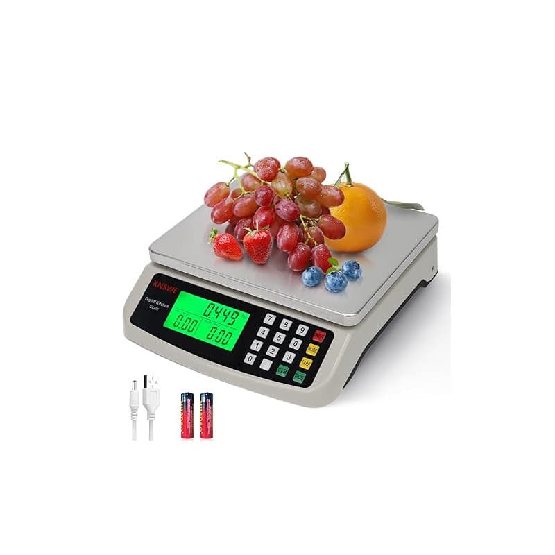 KNSWE Balance de Cuisine Professionnelle 40kg Grande Balance Alimentaire Electronique Numérique de Précision 1g Acier Inoxydable