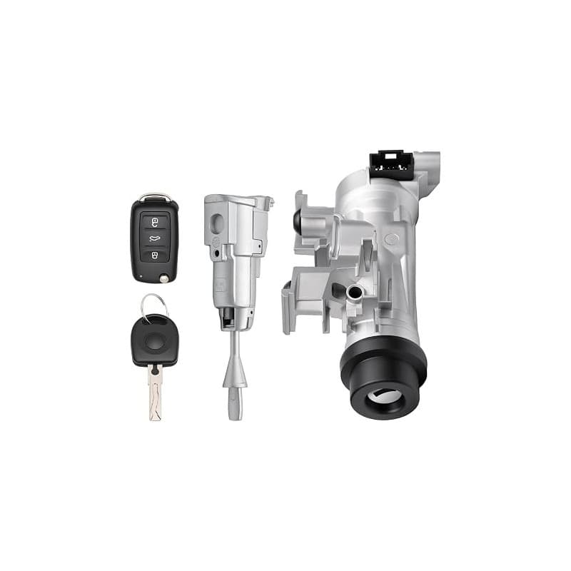 Konuooer Contacteur d'allumage avec 1 clé, 1 télécommande et 1 verrou d'allumage pour Audi A3 Q3 TT Seat Leon Beetle Golf 5 Boît