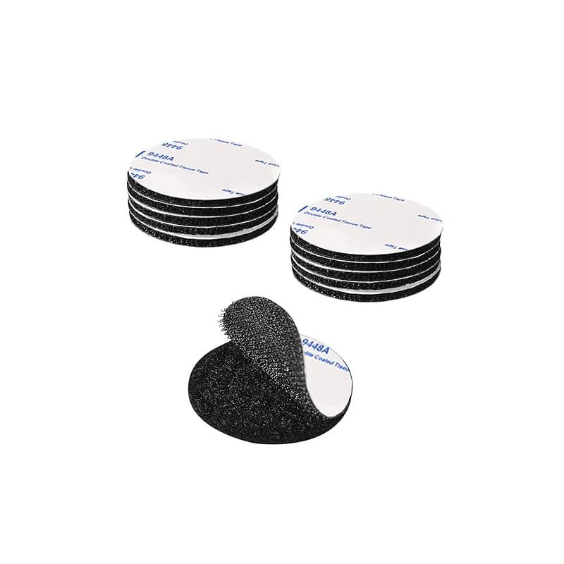 Scratch Autocollant Double Face Extra Fort, Noir Bande Auto-Adhésif Réutilisable Rond 5cm Adhesif Double Face Puissant pour Bric
