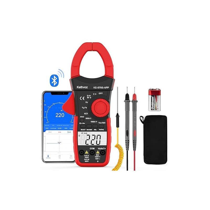 Kethvoz Pince Multimetre, 1000A Ampèremétrique Bluetooth Voltmètre Testeur Continuité Mesure AC/DC Tension Courant Ohm Capacité,