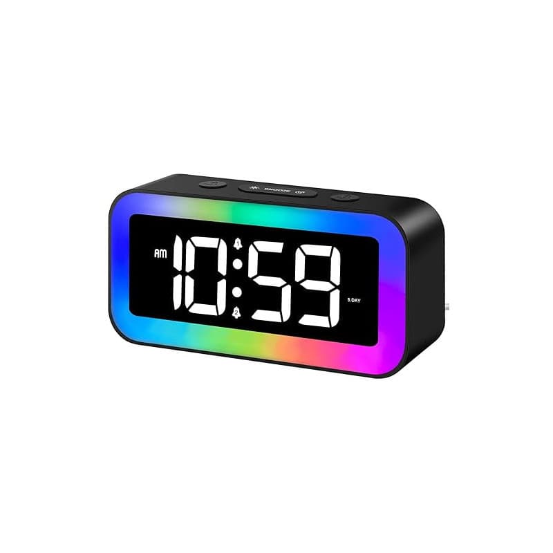 MOSUO Réveil Numérique, Reveil Enfant Lumineux avec Veilleuse 7 Couleurs, LED Horloge Digitale, Ado Reveil Matin, avec 2 Modes d