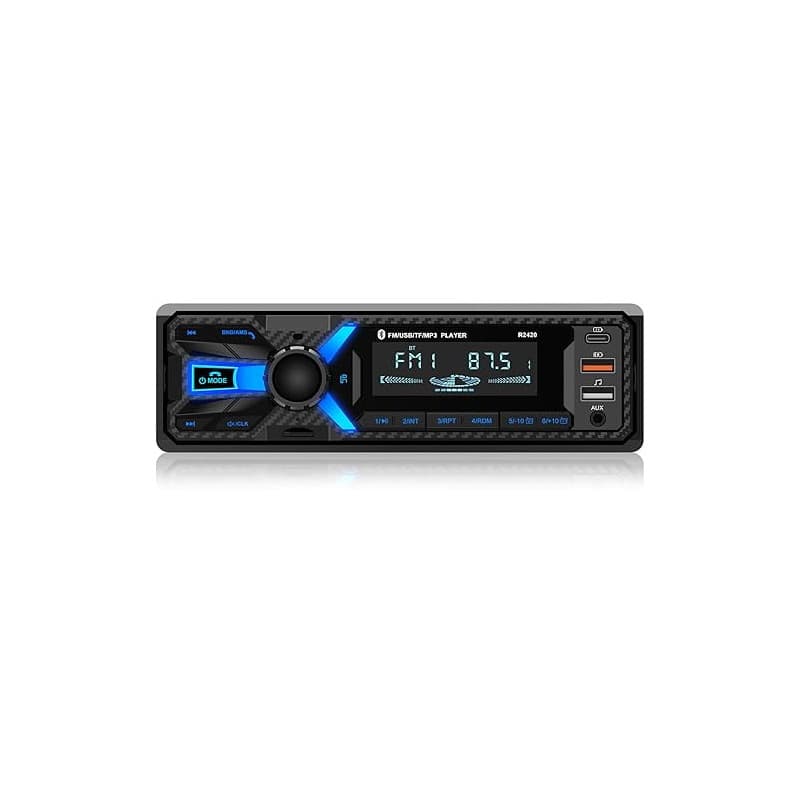 RDS Autoradio Bluetooth avec Port de Charge Type-C, Wistrue FM/AM Autoradio prenant en Charge 2 Ports USB/AUX/SD/TF/EQ, Radio 1