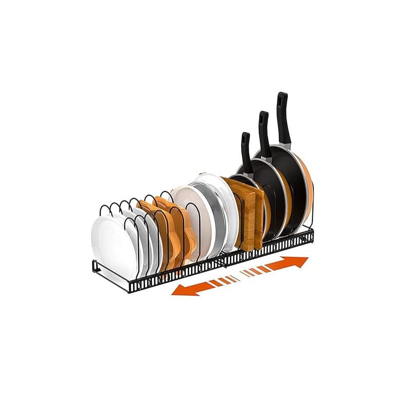 Haoruifu Rangement Poêles et Casseroles avec 10 Compartiments Réglables, Rangement Couvercle Casserole de Cuisine, rangement/Por