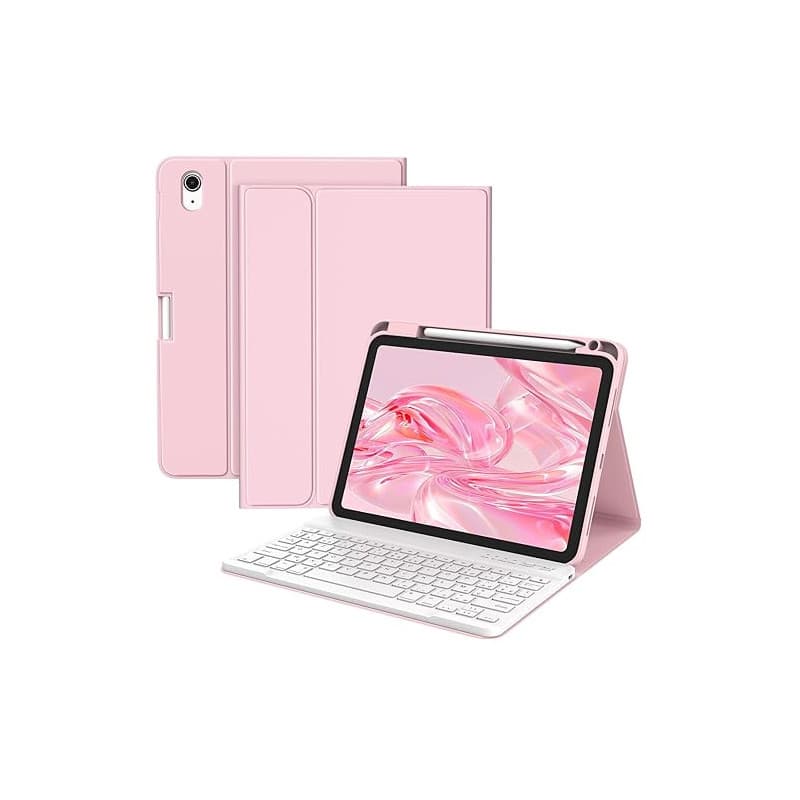 BQSS Coque Clavier pour iPad A16 11/10 Ème Génération(11 Pouces 2025/10.9 Pouces 2022), AZERTY Français, Housse Amovible avec Cl