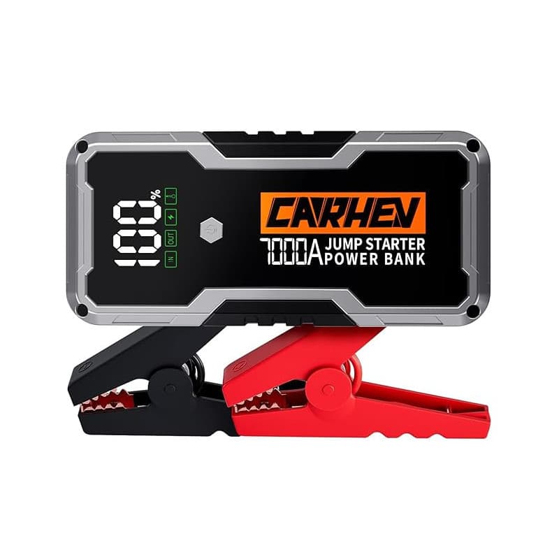 CARHEV Booster Batterie Voiture 7000A, Démarreur de Batterie de Voiture (Jusqu’à 10L Essence & 10L Diesel), 12V Booster Batterie
