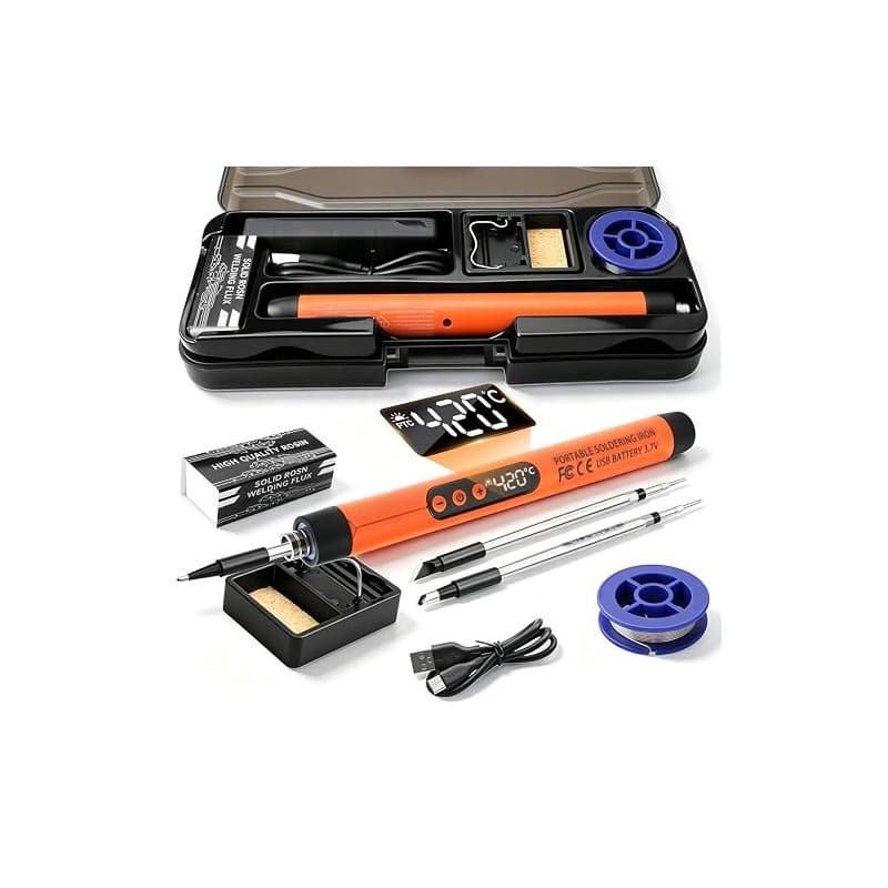 Fer à Souder Sans Fil Rechargeable, Kit Soudure Électronique Température Réglable 260-420°C avec écran LCD, 3 Pointes, stylo à s