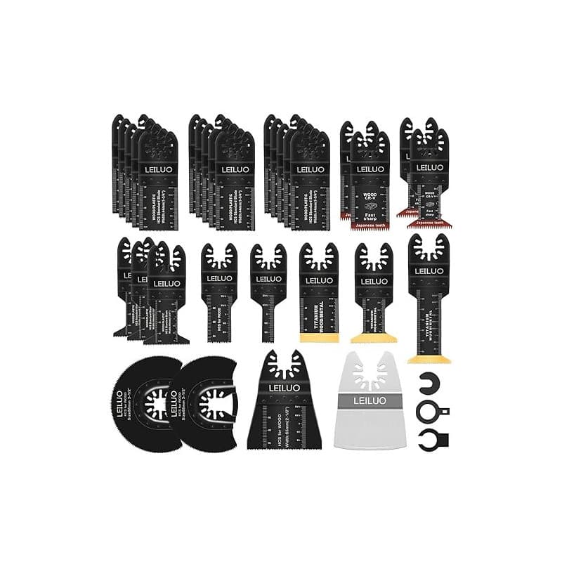 LEILUO Lot de 34 Accessoires Oscillants Pour Outils Multifonctions Pour Clous en Bois Fixations Universelles Avec Sac De Rangeme