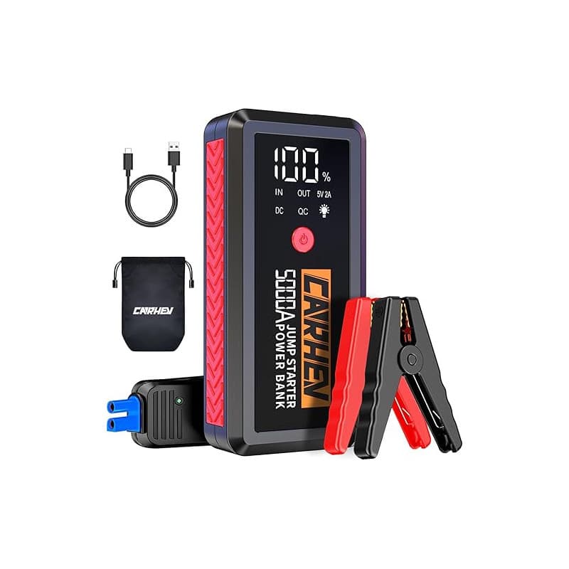 CARHEV Booster Batterie Voiture 5000A, 26800mAh Démarreur Batterie Voiture (Jusqu’à 8.0L Essence & 8.0L Diesel), 12V Portable Ju