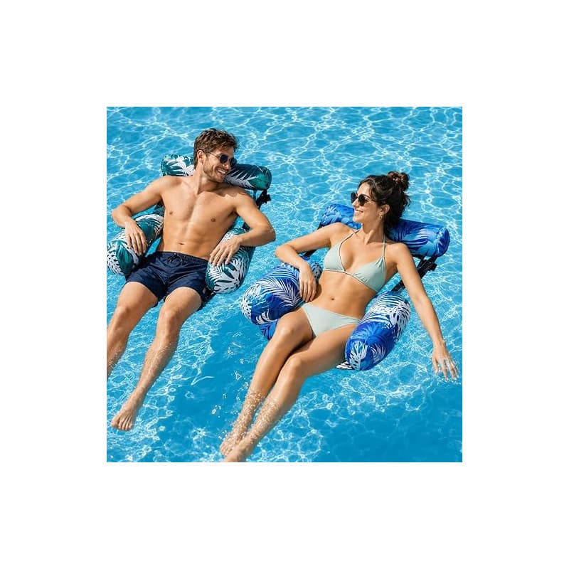 Lot de 2 Fauteuil Gonflable Piscine Adulte, Fauteuil Flottant avec Dossiers Confort, Fauteuil Flottant de Piscine, Bouée Piscine