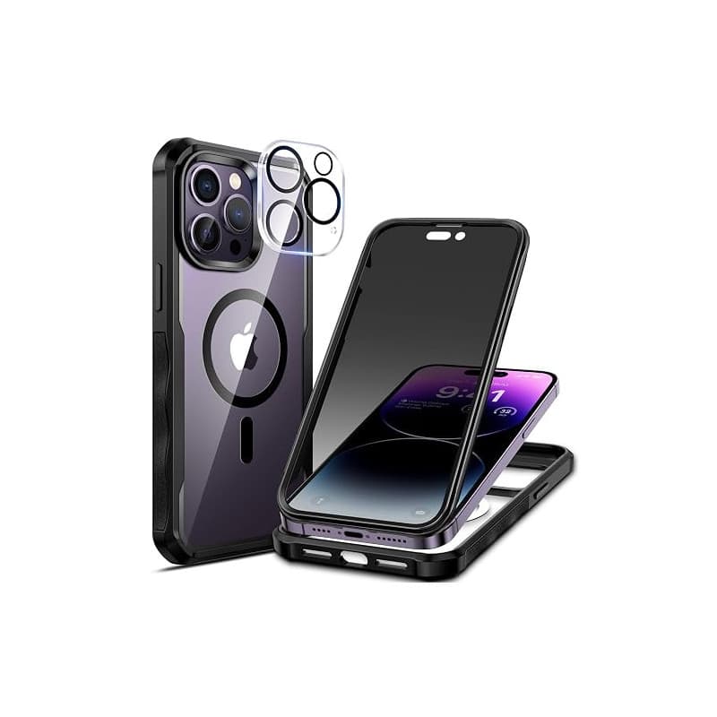 seacosmo Anti Espion Coque pour iPhone 14 Pro Max Magnétique Compatible avec MagSafe, Anti Peeping Antichoc Housse avec Protecti