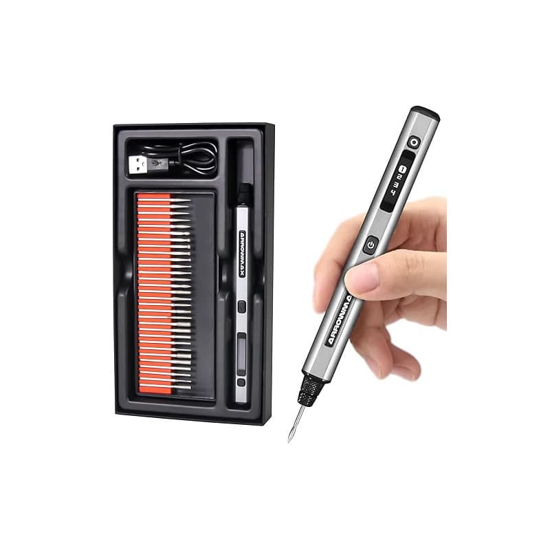 ARROWMAX Mini stylo de gravure: outil portable sans fil ultime pour artistes et bricoleurs – Gravez plus de 50 surfaces – Convie