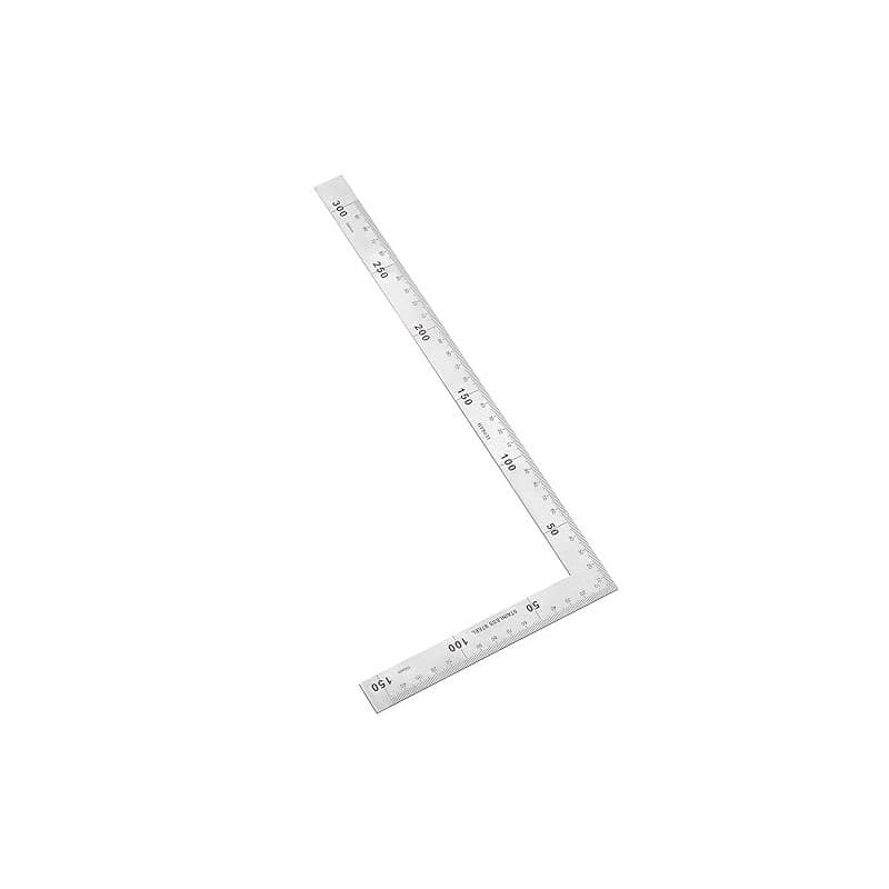 QWORK® Règle carrée en forme de L en acier inoxydable, 150 x 300 mm, règle à angle droit double face pour le bureau, la construc