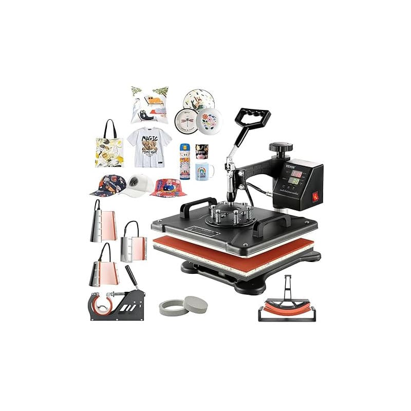 VEVOR Presse Chauffante à Commande Numérique 8 En 1, Presse de la Chaleur de 15" X 12" (38 X 30cm), Pour Transfert Par Sublimati