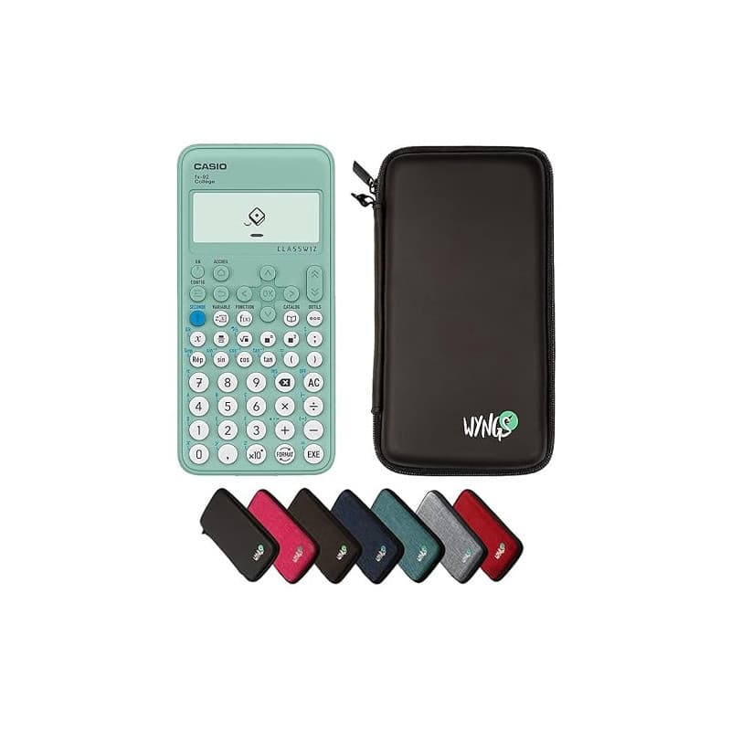 Casio fx-92 Collège avec Housse de Protection WYNGS Incluse Noir - Calculatrice Scientifique - Pack de Base