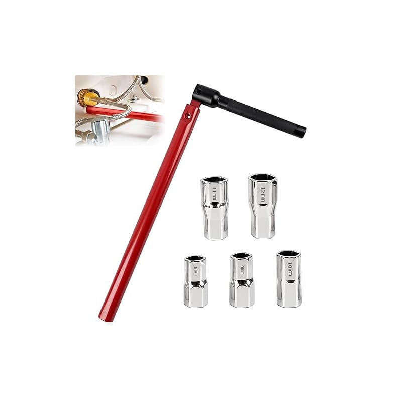 lompyeu Jeu De Clé De Robinet De Lavabo Et Évier – 1 Clé De Robinet De 13 Mm Et 5 Adaptateurs (8-12 Mm), Outil De Plomberie Mult
