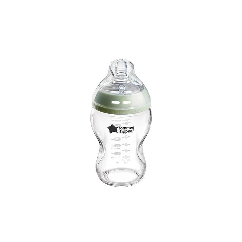 Tommee Tippee Biberons, Biberon en verre Anti-colique Natural Start, 250ml, lot de 1 avec tétine imitant la forme du sein pour p