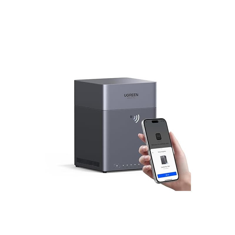 UGREEN NASync DH4300 Plus NAS de Bureau 4 Baies, Port LAN 2,5 GbE, 8 Go RAM, Connexion NFC One-Touch, Album Familial/Bébé AI, Cl