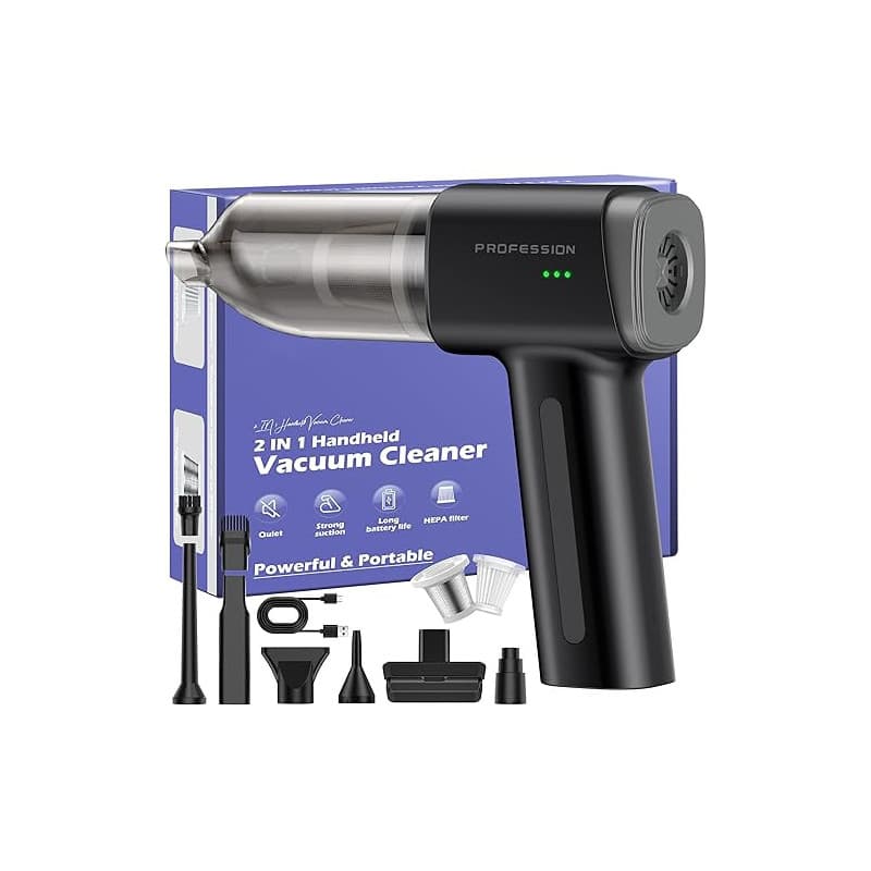 Bemkia Aspirateur Voiture Puissant sans Fil 28000Pa Aspirateur a Main Rechargeable Portable USB-C Maison Bureau (Noir)