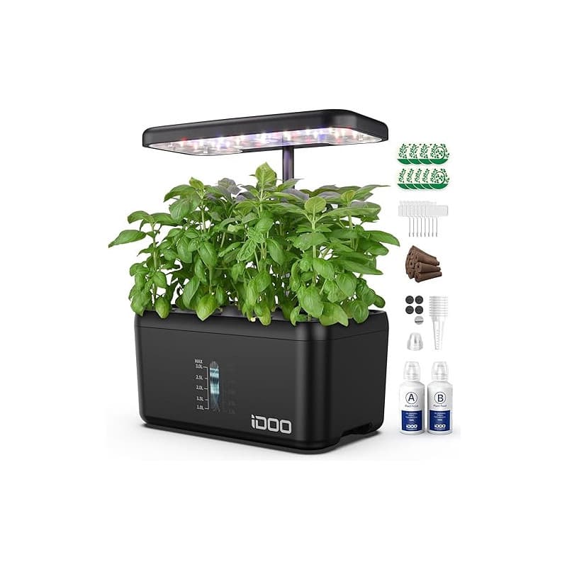 iDOO 8 Pods Potager Interieur, Jardin D'herbes Hydroponique, Jardinière Intelligente avec Minuterie Automatique, Kit de Jardin D
