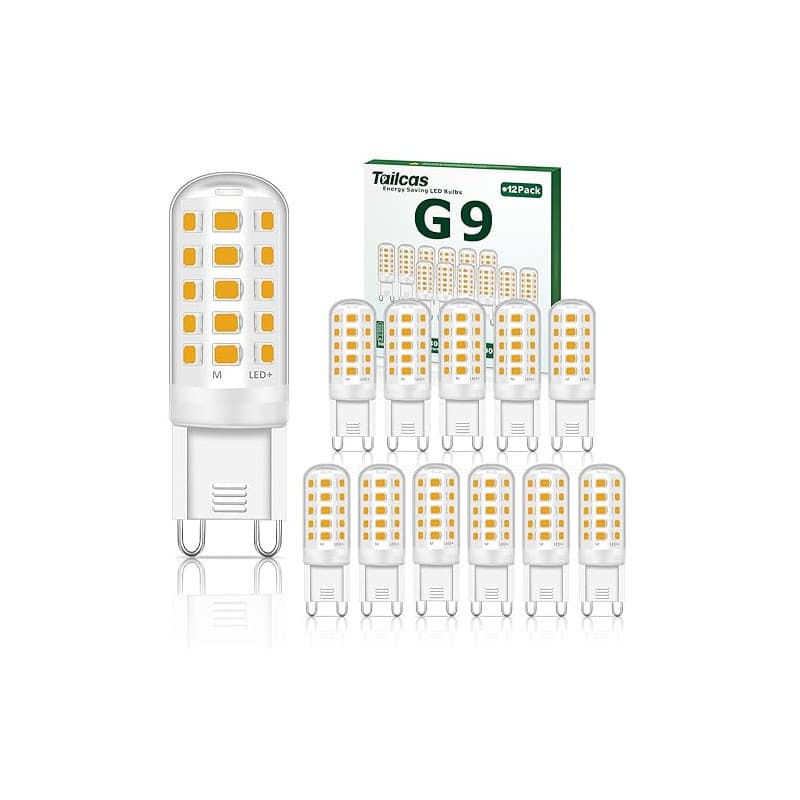 Tailcas Ampoule LED G9, 12PCS Led 3000K 500LM 5W Équivalent 50W Halogène, Lampe Blanc Chaud Non-dimmable Sans Scintillement AC/D