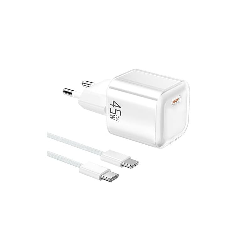 YISH 45W Chargeur USB C Rapide: GaN Prise USB C Chargeur Rapide PD3.0 Bloc Super Charge pour Smartphone Comprimés avec 60W Cable