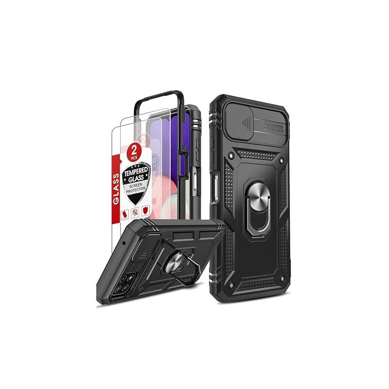 LeYi Coque pour Samsung Galaxy A22 5G avec 2 Verre Trempé, 360 Full Body Protection de la Caméra en PC Dur Anti-Chut Renforcée A