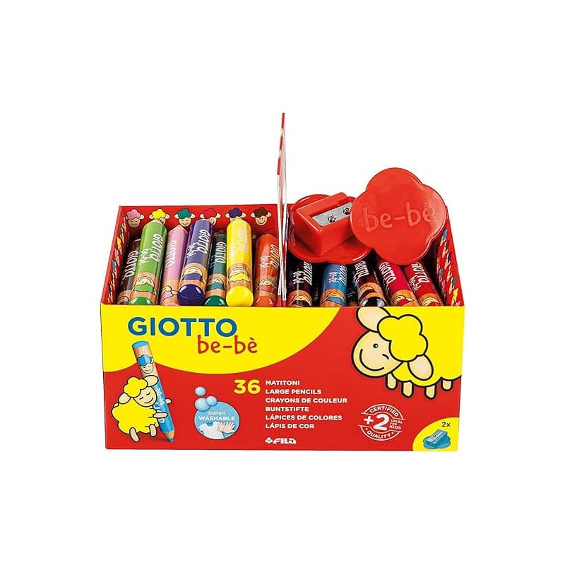 GIOTTO be-bè - Schoolpack 36 maxi crayons de couleur + 3 taille-crayons
