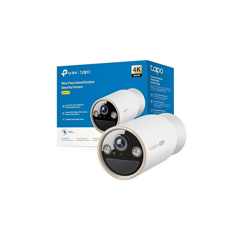 Tapo C460 Caméra de Surveillance Extérieure 4K 8MP, Batterie 10000mAh, Vision Nocturne Couleur Starlight, Wi-FI Dual-Band, Base