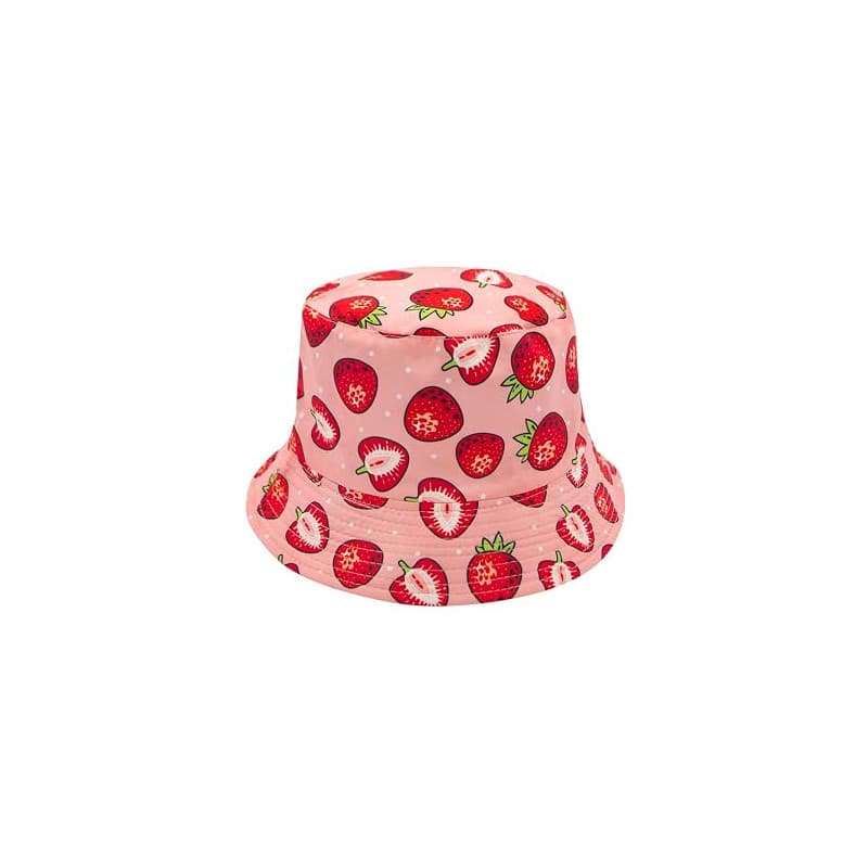 YAMEIZE Chapeau Seau Fraise pour Femme - Chapeau Fille Charlotte Aux Fraises Chapeau Seau Mignon Rose Plage été Extérieur