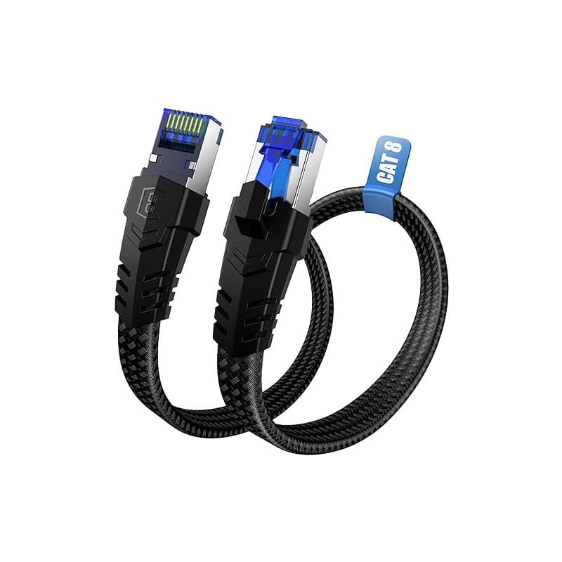 Câble Ethernet Cat 8- 0.5M 1M 5M 10M 15M 20M 30M Câble de Réseau, 40Gbps 2000MHz Haute Vitesse Câble Internet, Plat RJ45 Gigabit