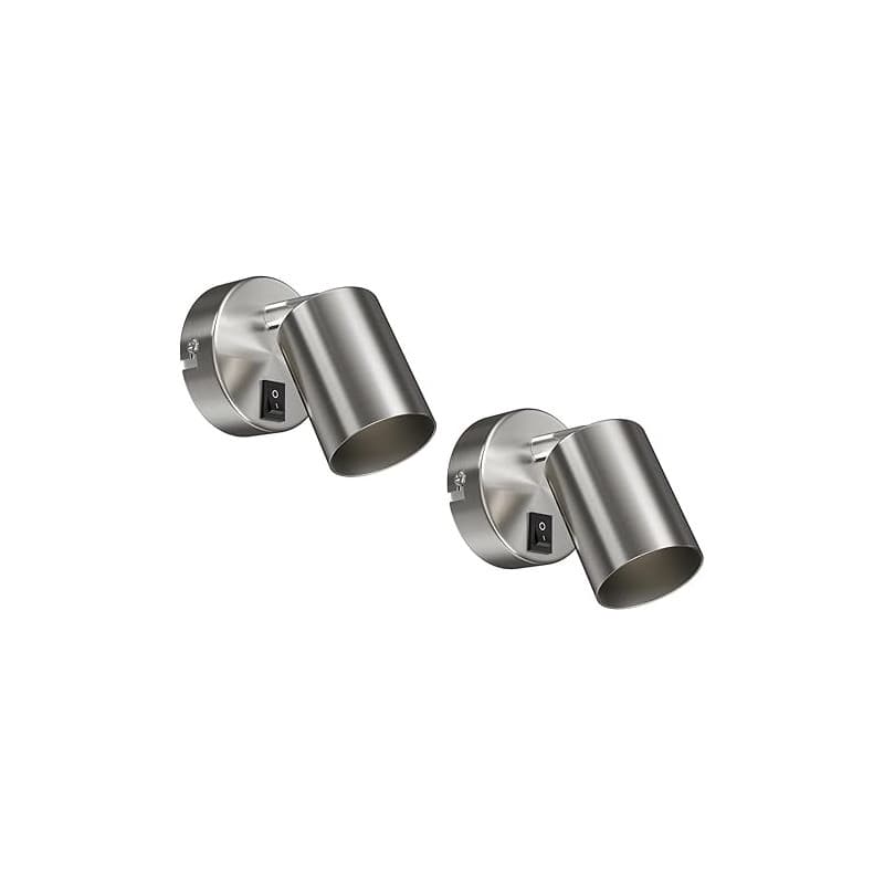 ledscom.de 2 pièces Applique WAIKA, interrupteur, inox mat, ronde, 1x GU10 max. 60W