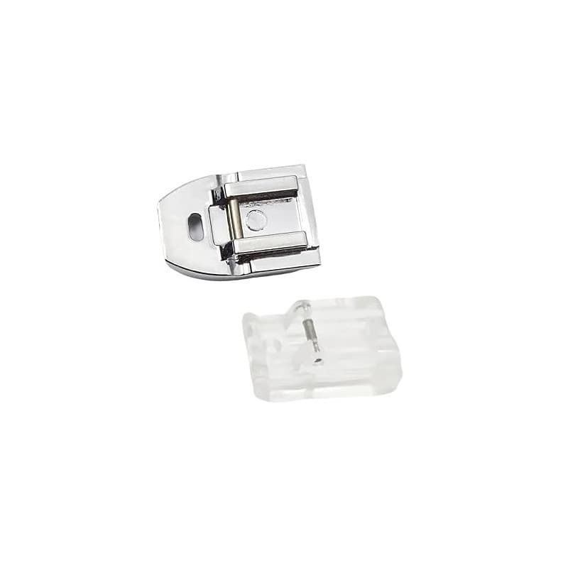 Lot de 2 Pieds de Biche pour Fermeture Éclair Invisible - Accessoires en Acier Inoxydable et Plastique Transparent, Système Snap