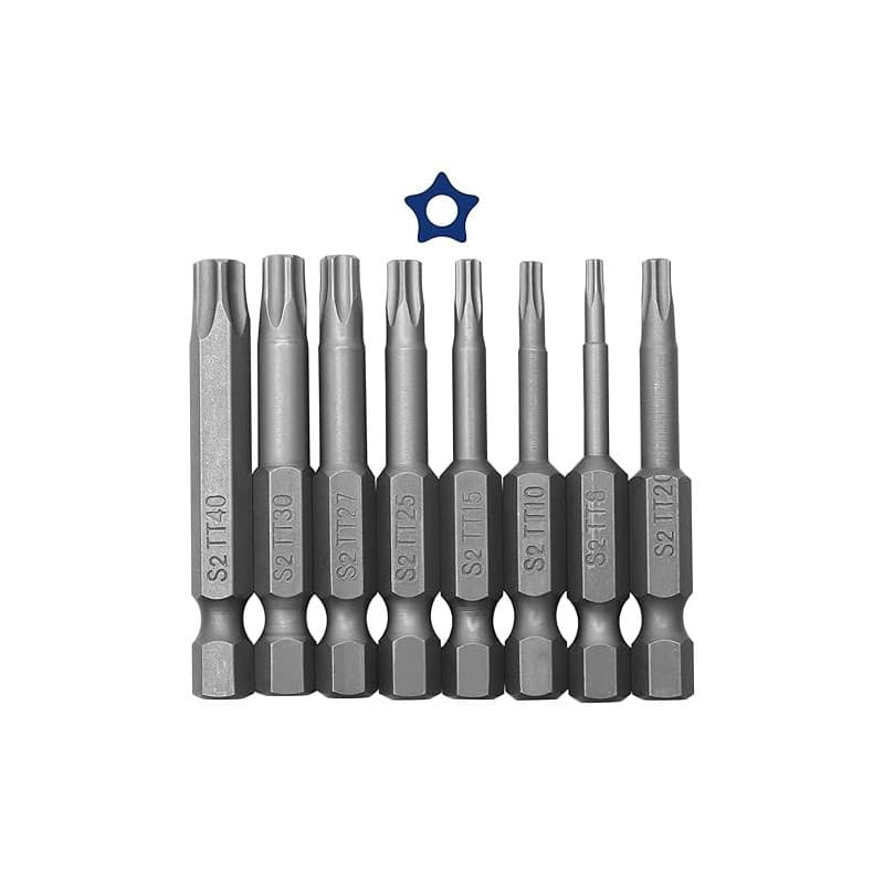 Lot de 8 embouts de tournevis Torx à 5 pointes, tête de sécurité Torx magnétique 1/4", T8, T10, T15, T20, T25, T27, T30, T40, S2
