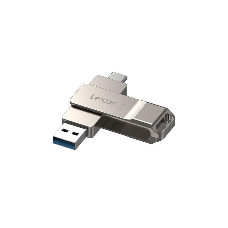 Lexar D40E 256 Go Double clé USB 3.2 Gen 1 Type-C Jump Drive, clé USB-C Flash Drive Matériau métallique Pivotant Conception Clé