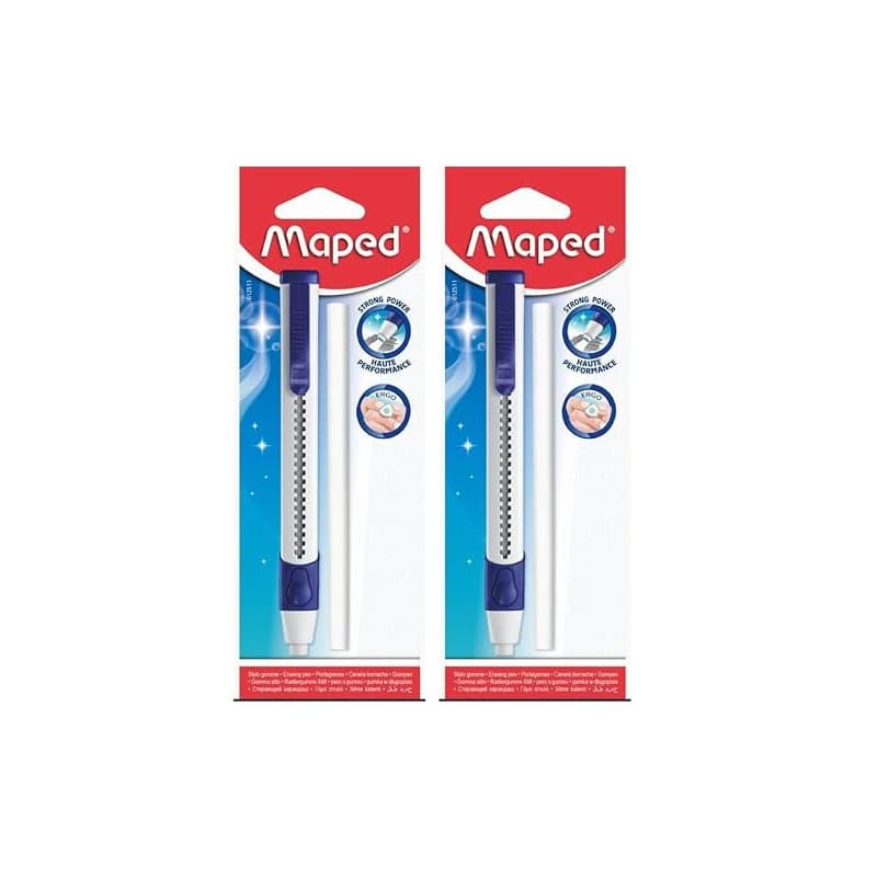 Maped Helix 012511 Maped Gom Pen stylos gommes avec recharge Assortiment de couleurs (Lot de 2)