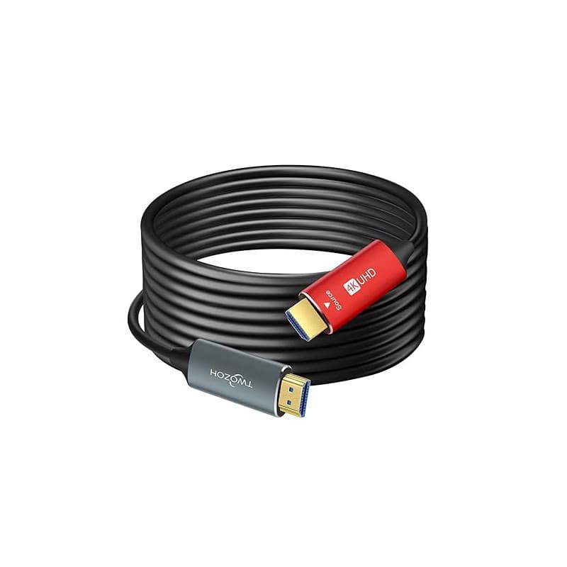 Twozoh Câble Fibre Optique HDMI 150M, Câble HDMI Fibre Optical 4K Supporte 3D/4K@60Hz /18Gbps