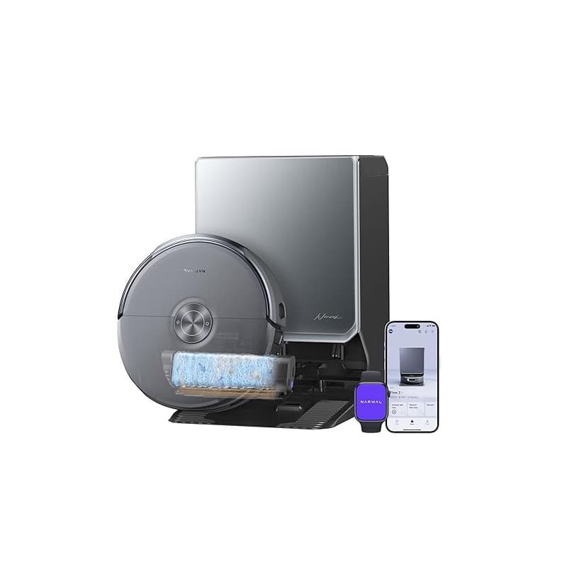 NARWAL Flow 2 Robot Aspirateur Laveur Tout-en-Un, Rouleau Laveur Allongé, Lavage FlowWash à 60 °C, Puissance d’Aspiration de 31