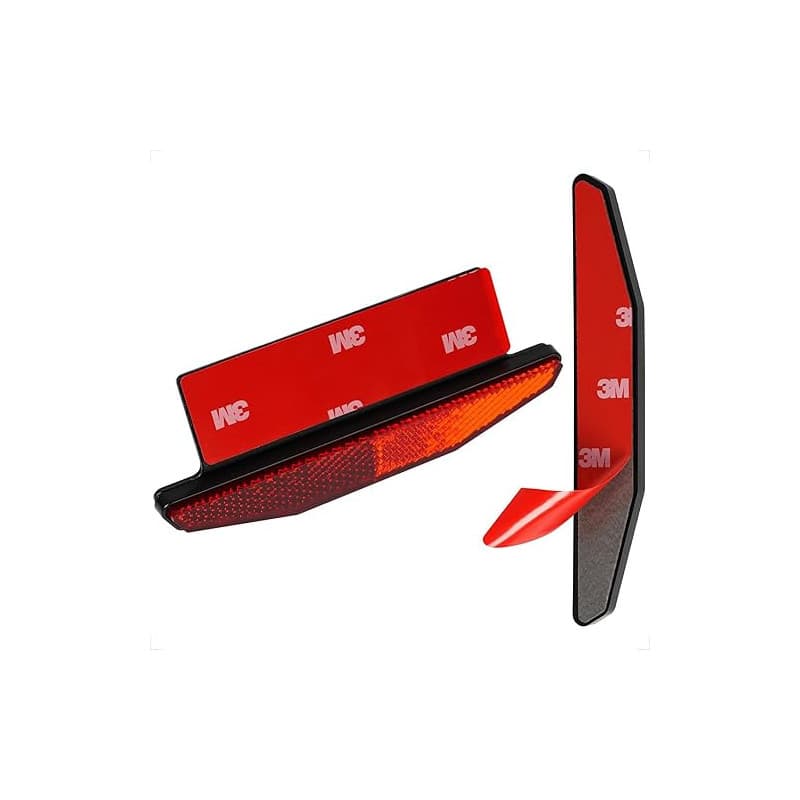 evermotor 2 pièces Catadioptre Moto Homologué E4, Réflecteur Arrière pour vélo Œil de chat avec Plaque Aluminium de 150° Autocol
