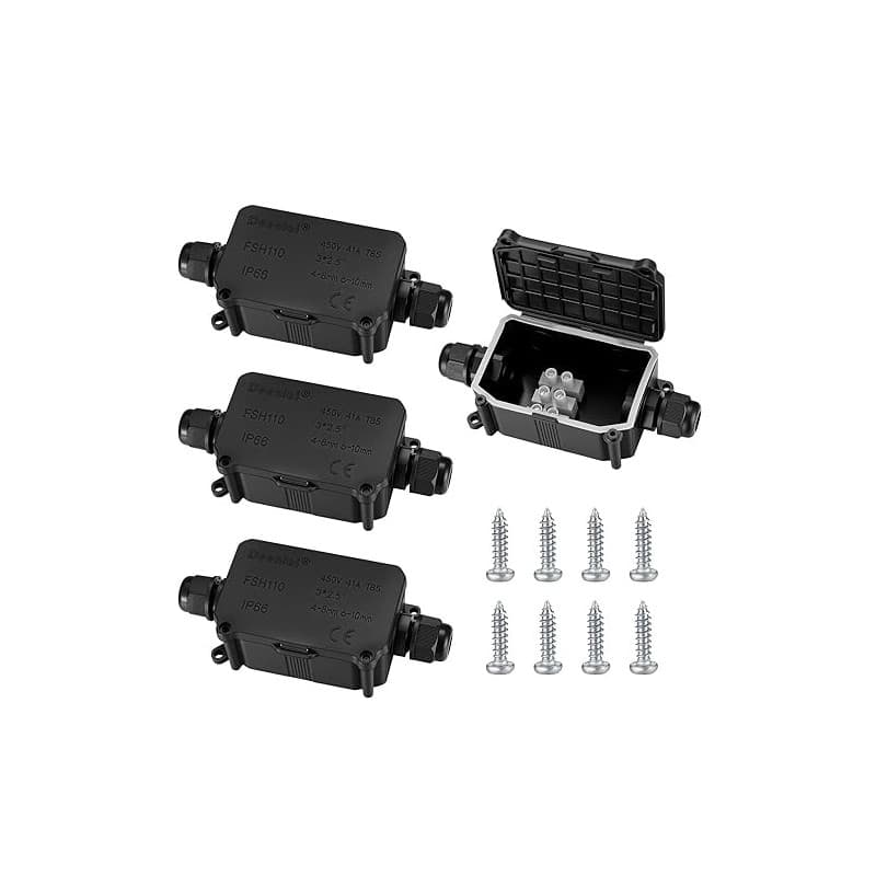 4 Pièces Boîte de Jonction étanche IP66, Boite de Derivation Etanche Exterieur, Connecteur de Câble 2 Voies Connexions PG9 pour